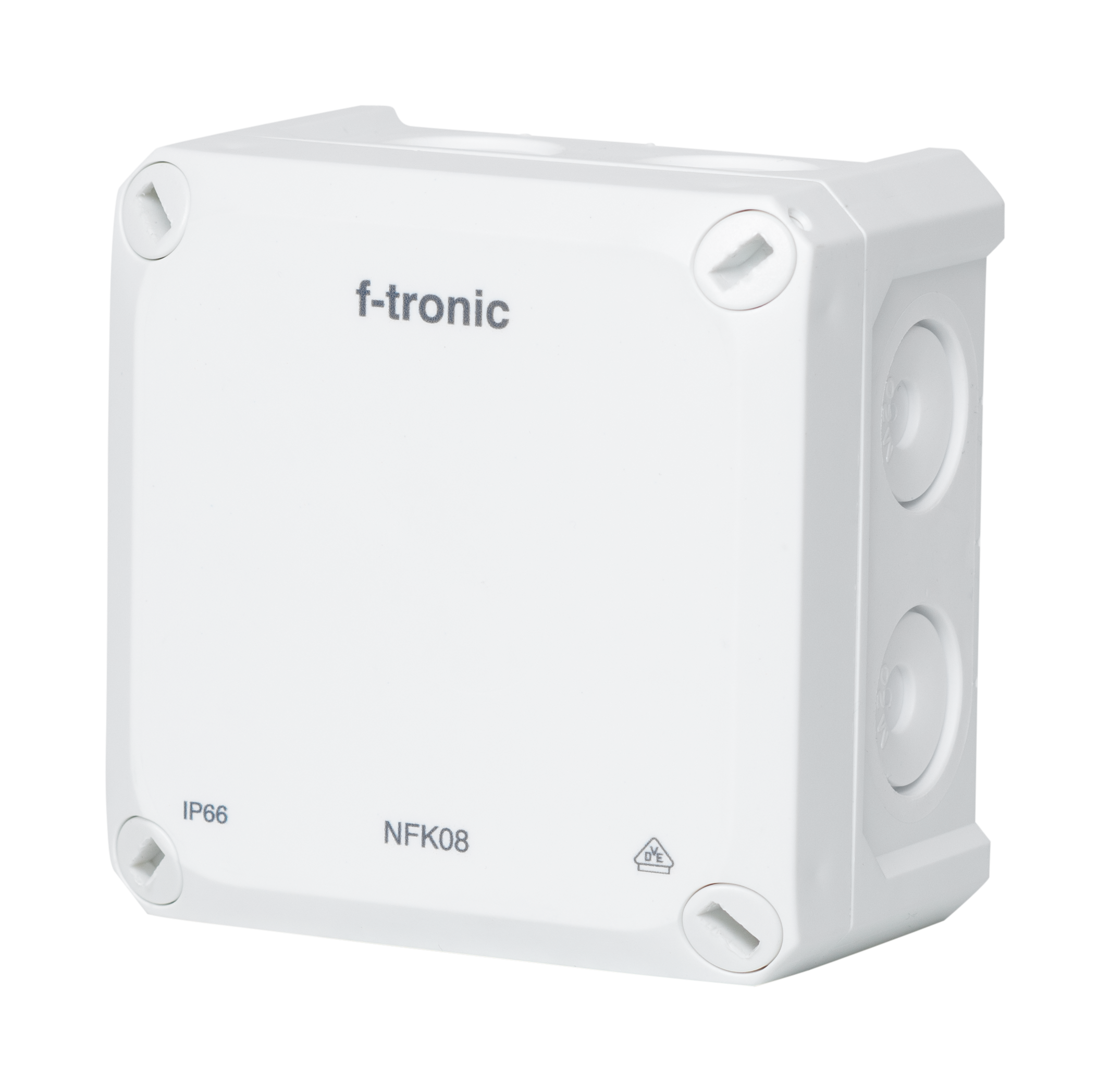 F-Tronic FR-Abzweigkasten 85x85x54mm, Durchstoßmembran IP66, PS, weiß, NFK08ws F-Tronic FR-Abzweigkasten 85x85x54mm, Durchstoßmembran IP66, PS, weiß, NFK08ws